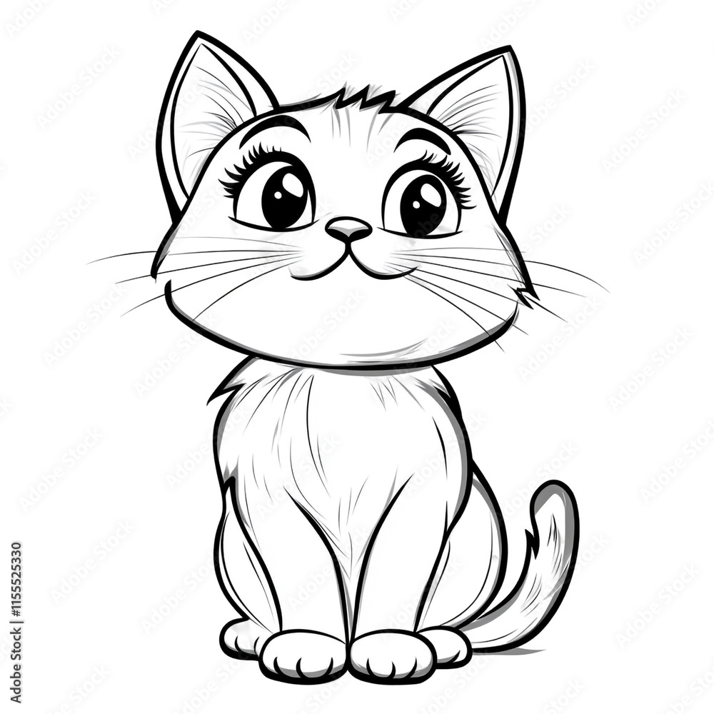 Adorable Black and White Kitten Illustration Adorable Black and White Kitten Illustration