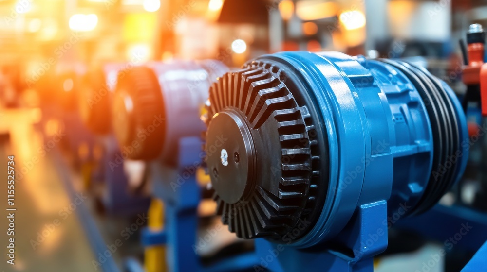 Fototapeta premium Precision Motors in a Bright Engineering Workshop