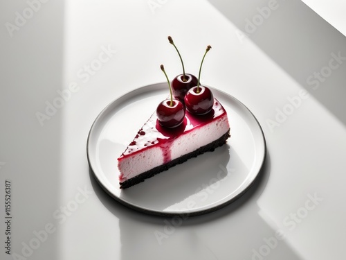 Delicious Cherry Cheesecake Slice with Glaze photo