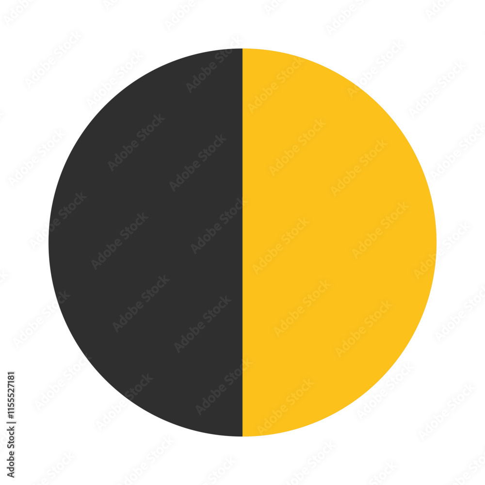 Fototapeta premium First Quarter Moon Vector Illustration | Half Moon Icon | Clipart Design