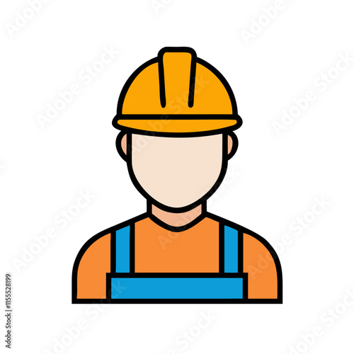 vector illustration of construction worker builder with halmet