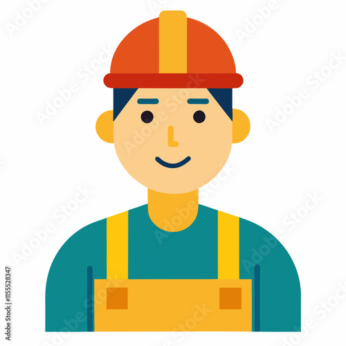 vector illustration of construction worker builder with halmet