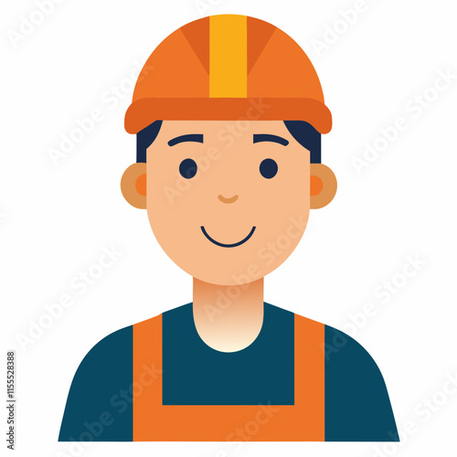 vector illustration of construction worker builder with halmet