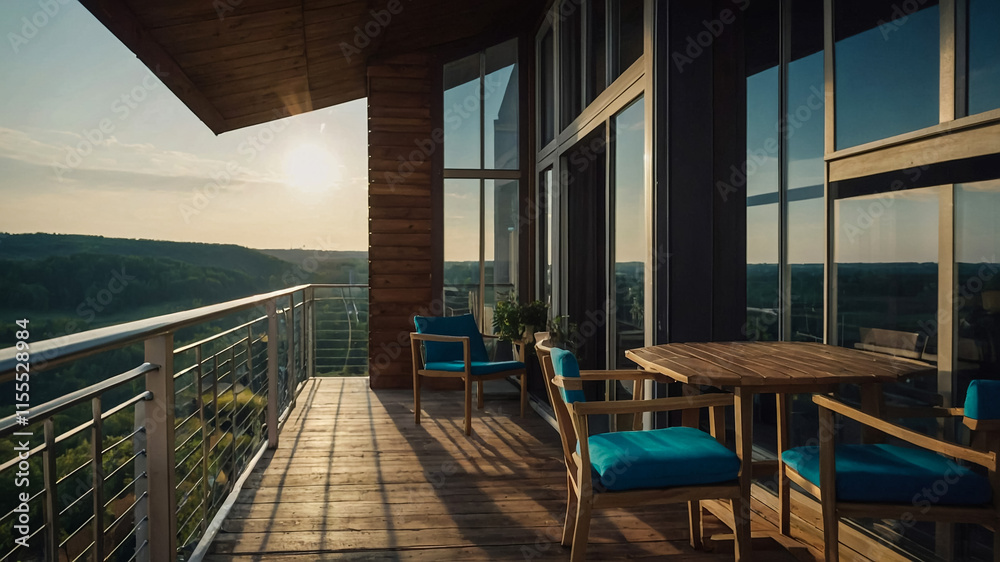Fototapeta premium Morning view balcony overlooking the sky.