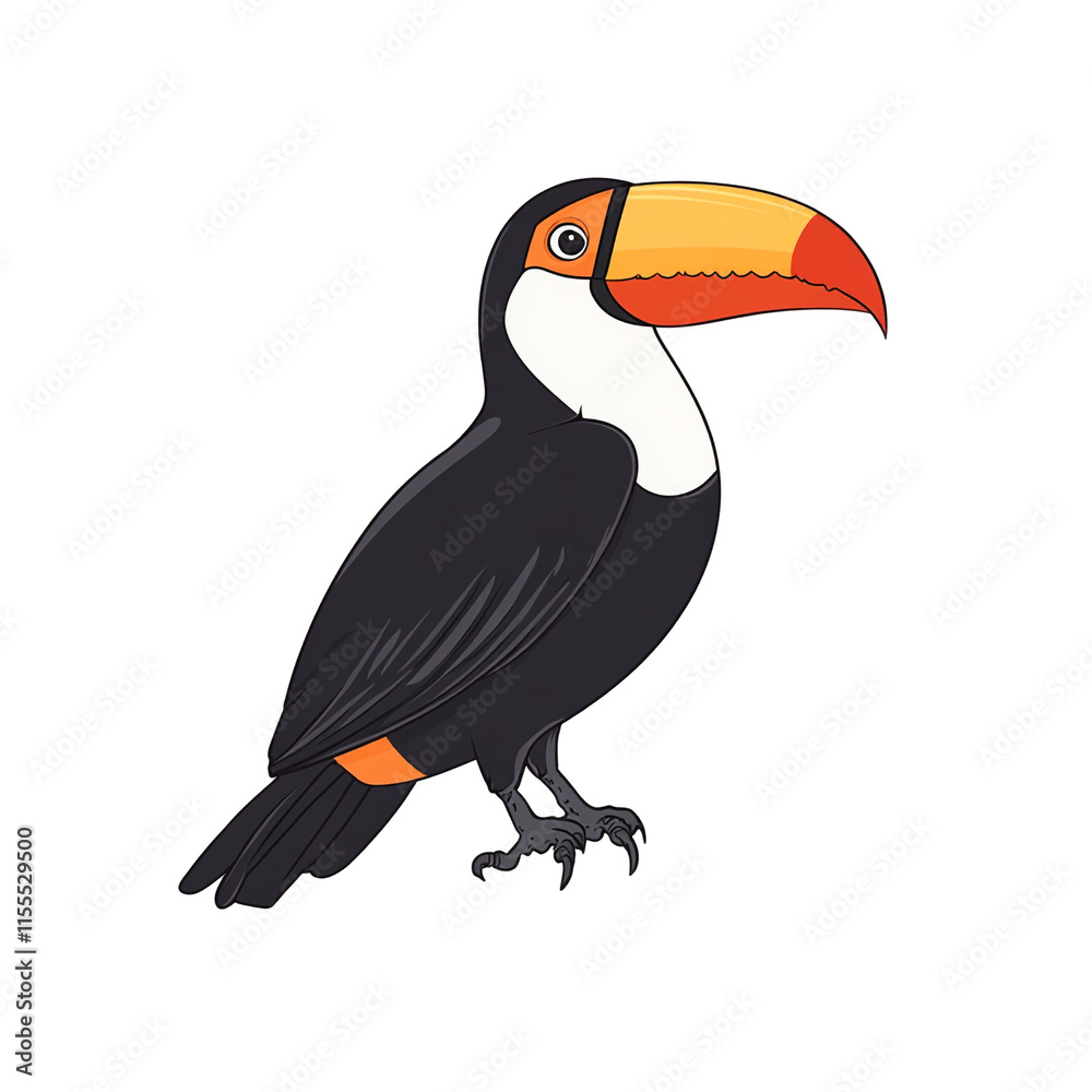 Naklejka premium Vibrant Toucan Illustration: A Tropical Bird