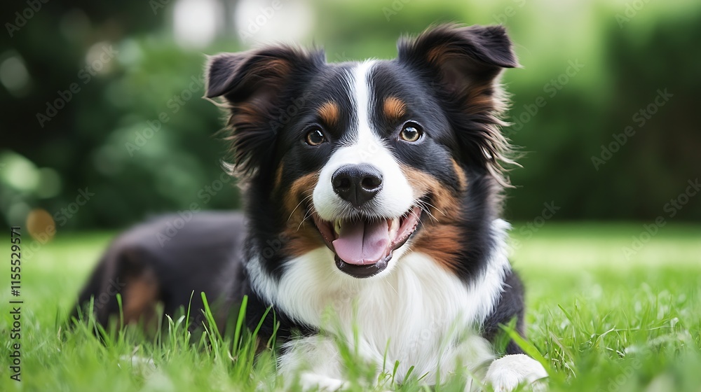 Alert Border Collie Playfully Enjoying a Lush Green Garden Setting : Generative AI Alert Border Collie Playfully Enjoying a Lush Green Garden Setting : Generative AI