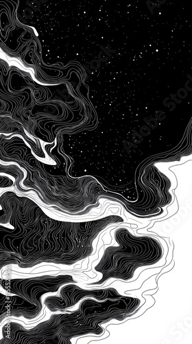 Abstract Black And White Topographic Landscape Design photo