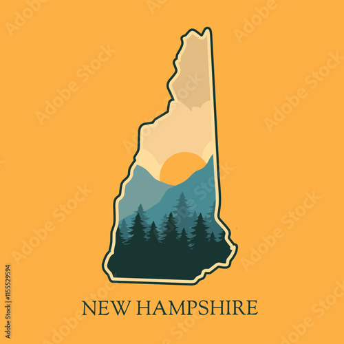 New Hampshire National Park with Sunset Scenery Perfect for Print, Apparel, etc