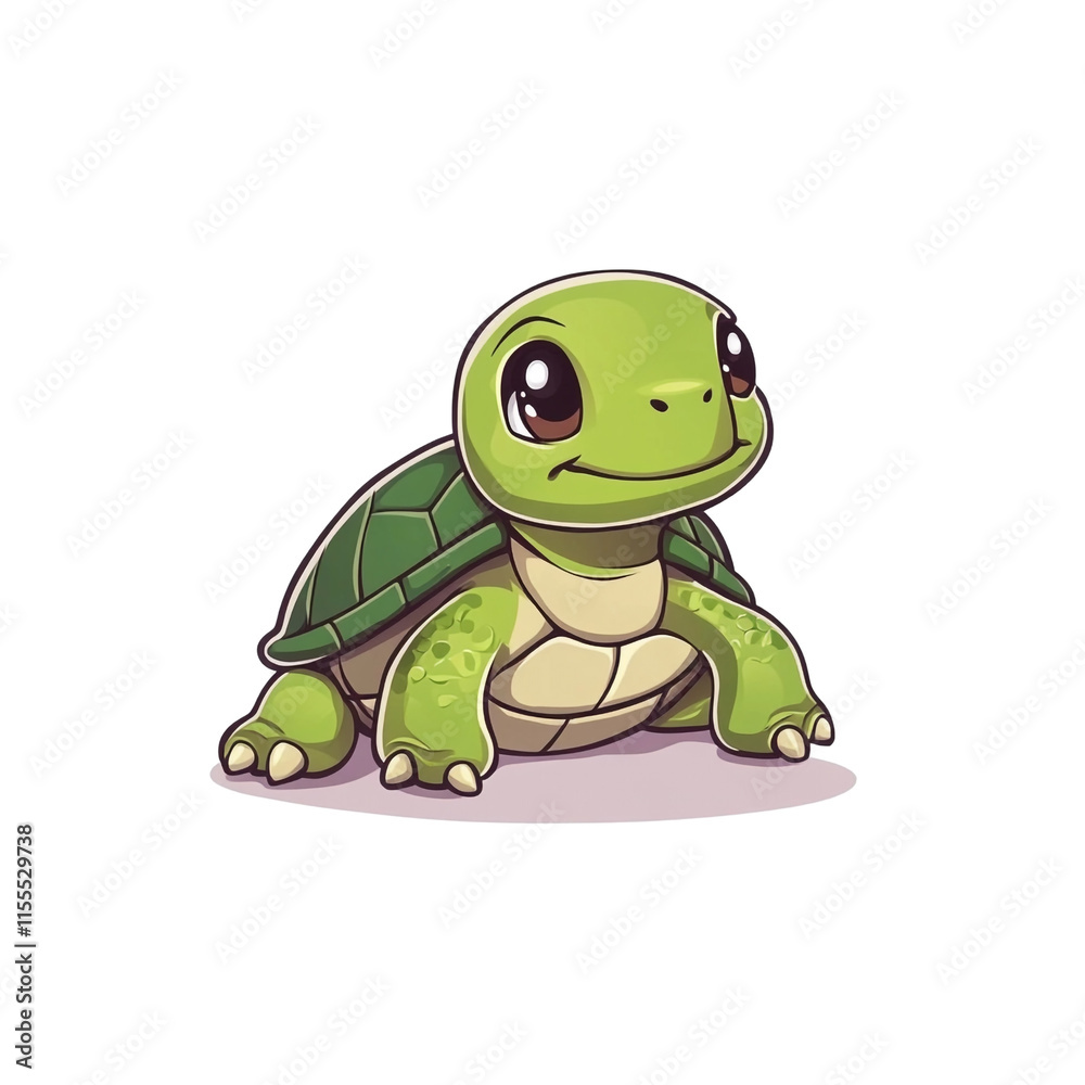 Fototapeta premium Adorable Baby Turtle Illustration: A Cute Green Reptile