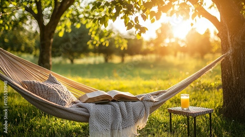 Peaceful Sunset Hammock Relaxation: A Serene Summer Evening