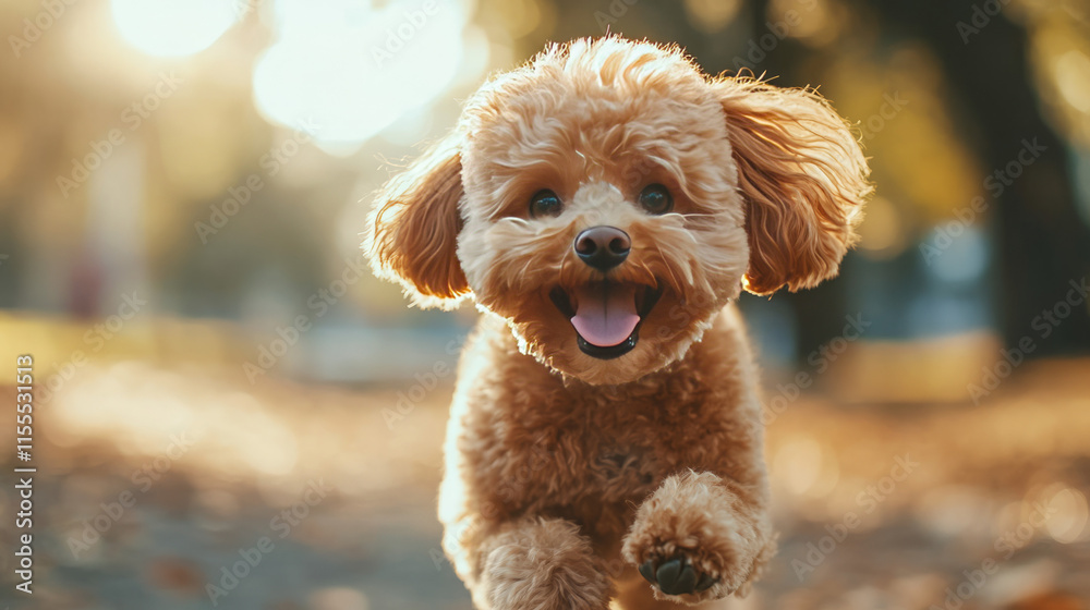 happy apricot toy poodle running in the park happy apricot toy poodle running in the park