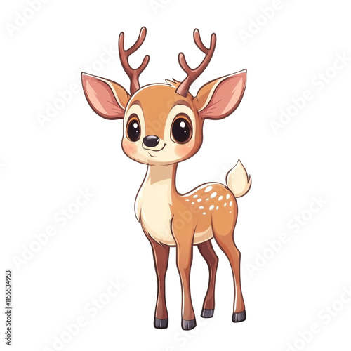 Adorable Cartoon Fawn Illustration: A Cute Baby Deer photo