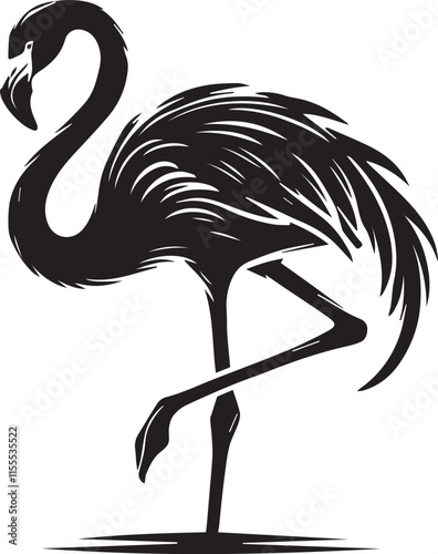 flamingo silhouette isolated on white