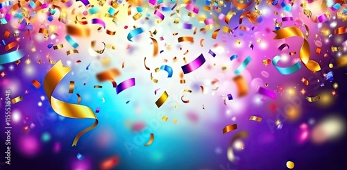 Colorful glitter and confetti on a bright gradient background. New Year's Eve event posters, party invitations, pop art