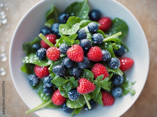 Berries add a splash of color and sweetness to this vibrant salad photo