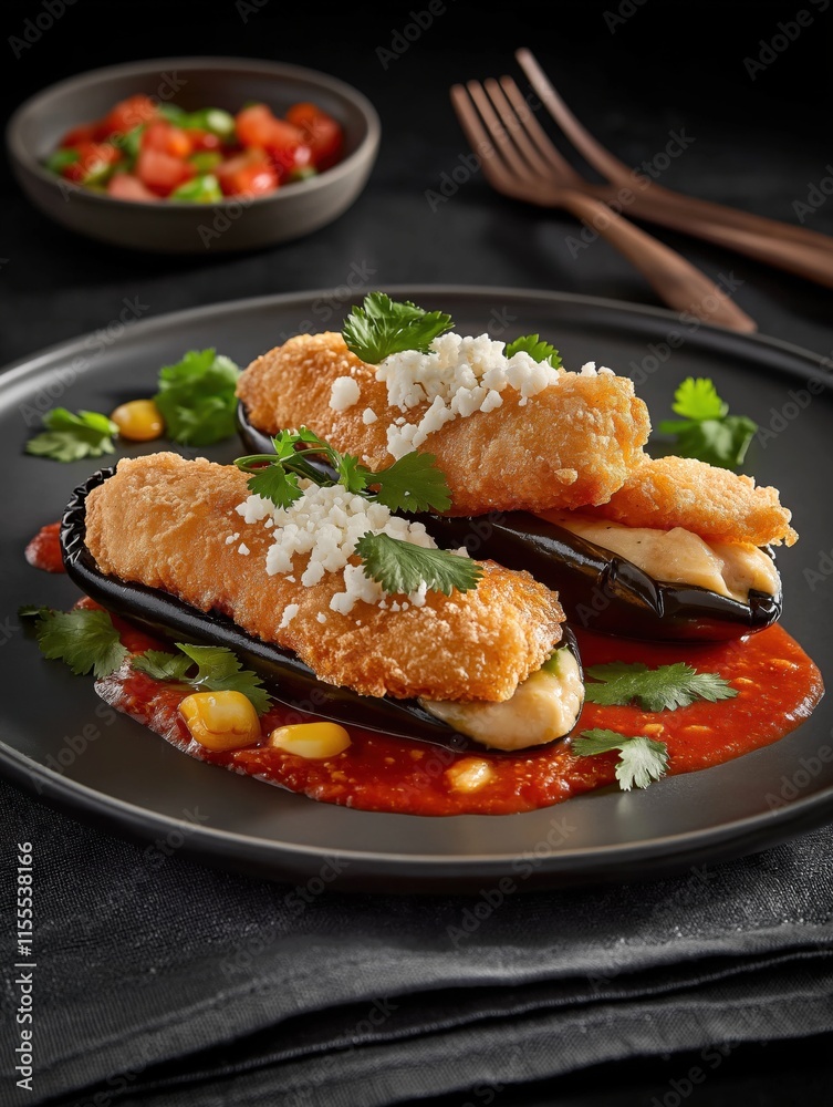 Crispy Fried Eggplant with Corn and Cotija Cheese Crispy Fried Eggplant with Corn and Cotija Cheese