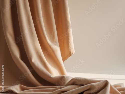 Fabric Background with Soft Folds and Elegant Drape in a Solid Color photo