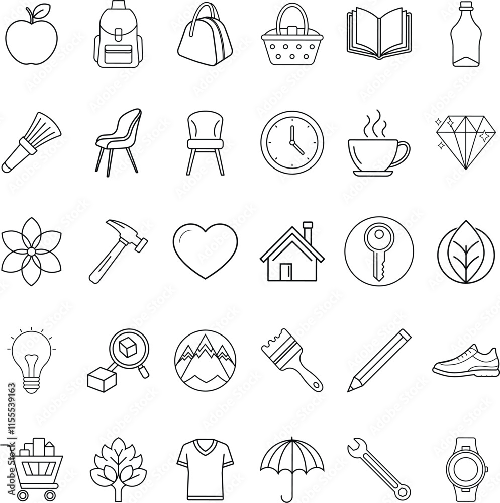 Simple Line Icons Education, Tools, Nature, Home, and More Simple Line Icons Education, Tools, Nature, Home, and More