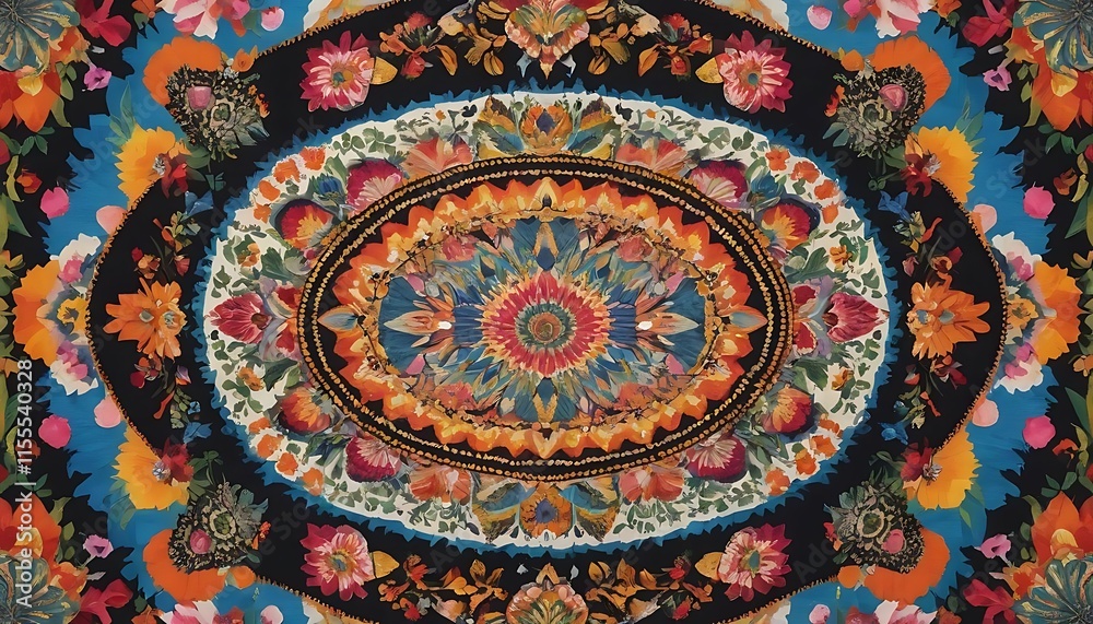 Fototapeta premium Vibrant Floral Mandala Artistic Collage Design