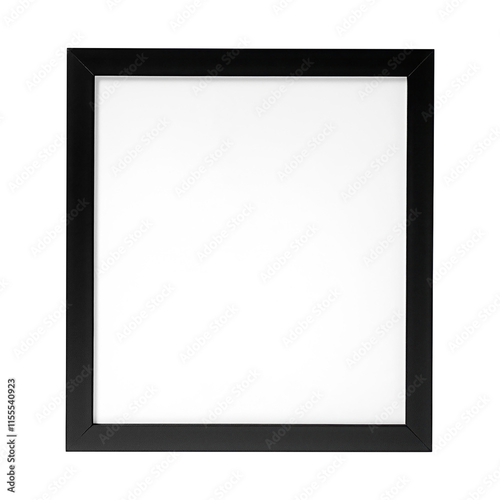 Simple black frame for artwork display on the wall against a transparent background, png image Simple black frame for artwork display on the wall against a transparent background, png image