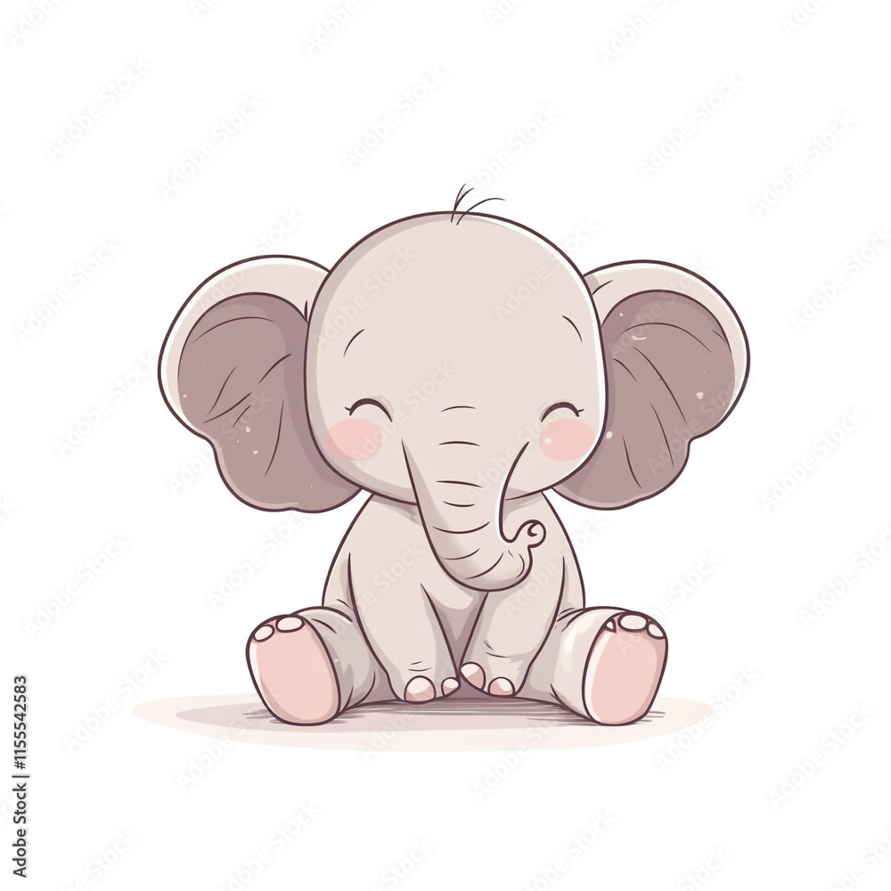 Fototapeta premium Adorable Baby Elephant Illustration