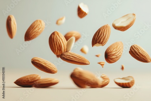 Crunchy Almonds Scattering in Studio Light