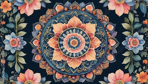 Intricate Mandala Design With Floral Accents