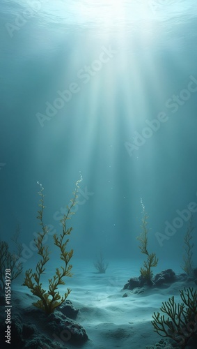 Vibrant underwater scene showcasing sunlight streaming through clear water in a serene ocean environment.
