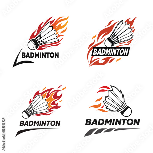 Fiery Badminton Logos Set for Sport Enthusiasts
