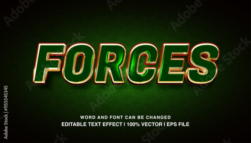 editable forces green gold luxury typeface