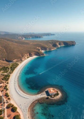 Beach Wallpaper of Aerial view of land and the sea -beautiful lagonisi in greece beach wallpaper summer wallpaper beach background tropical nature photo