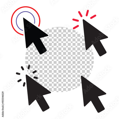 Click vector icon set icon, vector, design, technology, arrow, art, hand illustration computer concept template digital connection mouse finger interface cursor element pointer choice symbol click