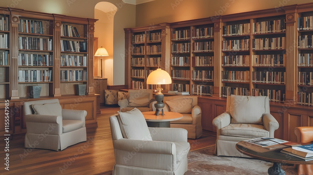 Modern Cozy Library Ambient For Study Modern Cozy Library Ambient For Study
