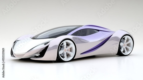 Futuristic Sports Car Design  Silver and Purple Concept Vehicle