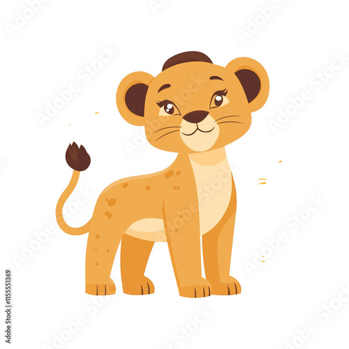 Adorable Lion Cub Cartoon Illustration photo