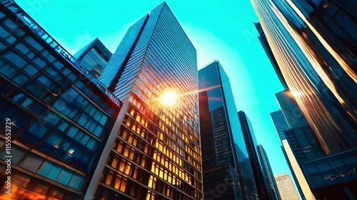 Wallpaper Mural Low-Angle View of Illuminated Skyscrapers at Sunset Torontodigital.ca