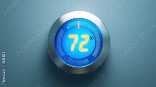 Digital thermostat displaying 72 degrees. photo