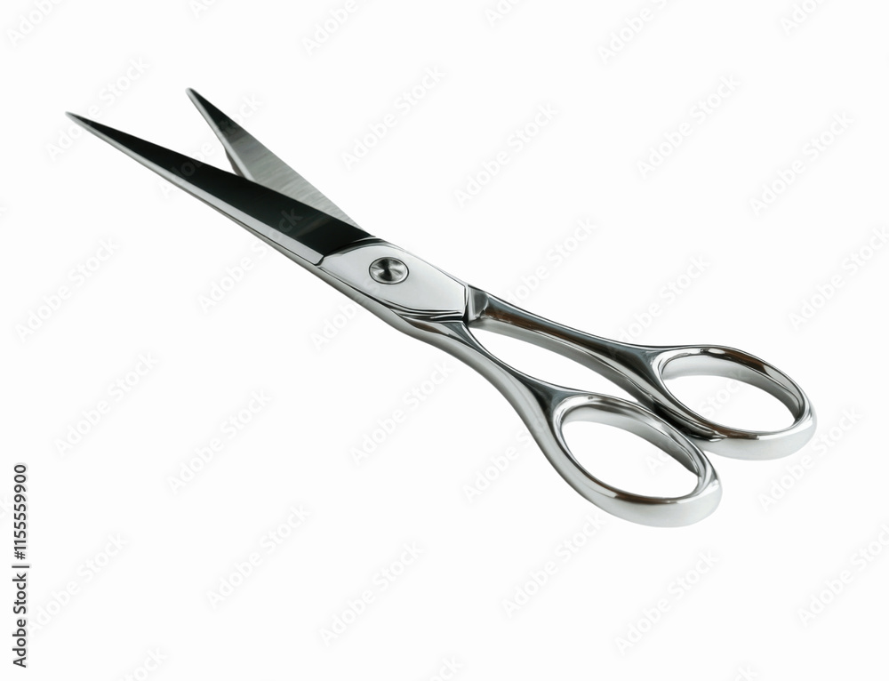 A neatly arranged pair of medical scissors with stainless steel finish, shown from the front on a white background for a clean look A neatly arranged pair of medical scissors with stainless steel finish, shown from the front on a white background for a clean look