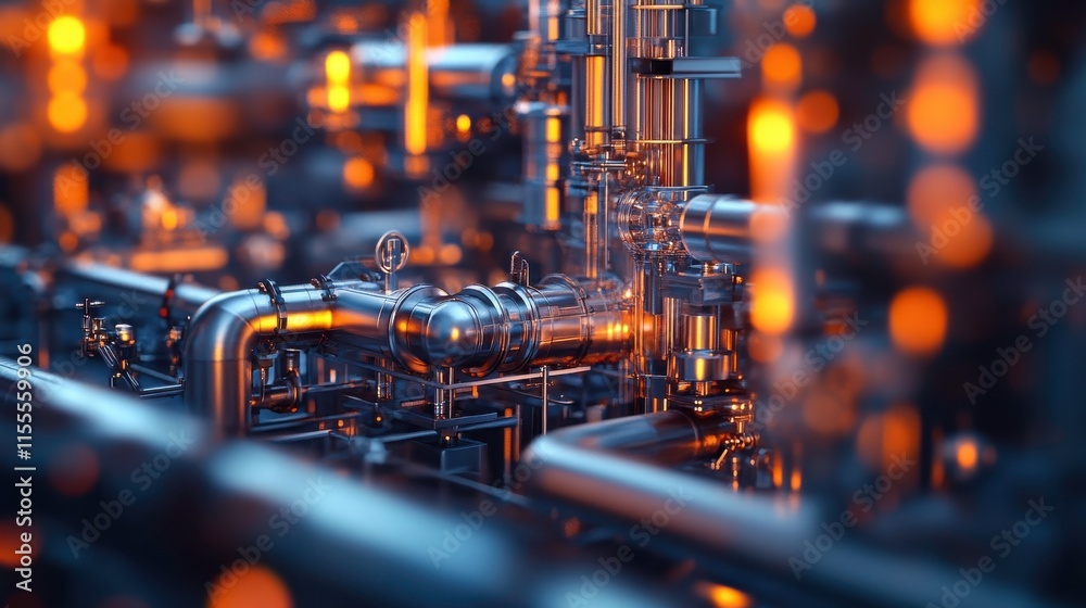 Fototapeta premium Modern Industrial Equipment with Realistic Textures and Lighting