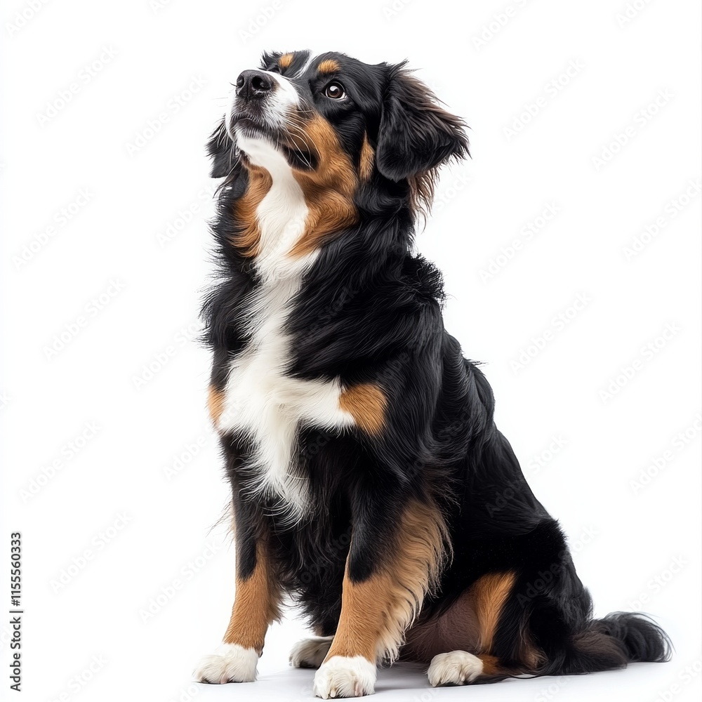 Bernese mountain dog sitting on white background Bernese mountain dog sitting on white background