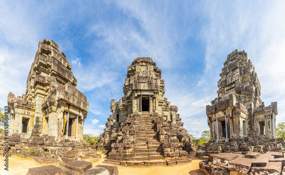 Stone towers ont the top of ancient hindu Ta Keo khmer Shiva temple , Angkor, Siem Reap, Cambodia Stone towers ont the top of ancient hindu Ta Keo khmer Shiva temple , Angkor, Siem Reap, Cambodia