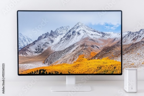 A clean tech desk setup with a streaming device connected to a TV via a sleek HDMI cable photo