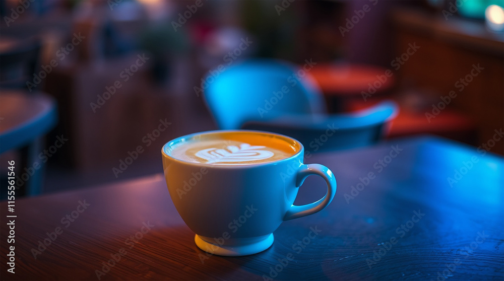 Fototapeta premium coffee on a wooden table in a cafe
