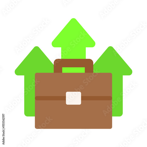 Employment rate with increasing arrow icon. Business, career, economy, job market, recruitment, success concepts. Flat vector design isolated illustration.