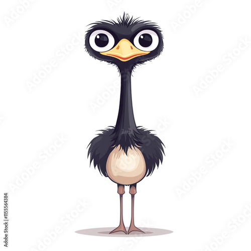 Adorable Cartoon Ostrich Illustration photo