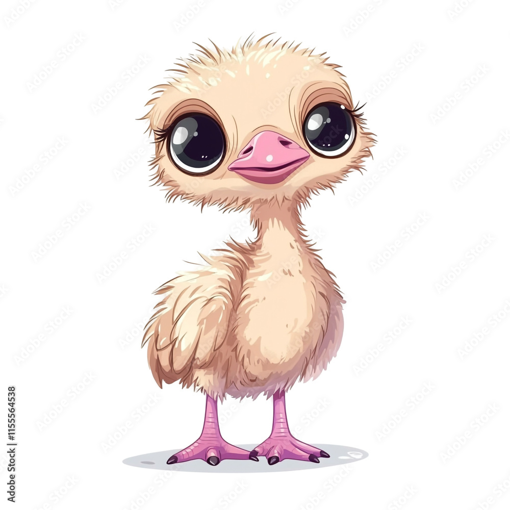 Naklejka premium Adorable Baby Ostrich: A Digital Illustration