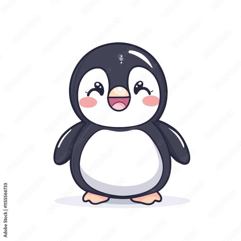 Fototapeta premium Adorable Happy Penguin Cartoon Illustration