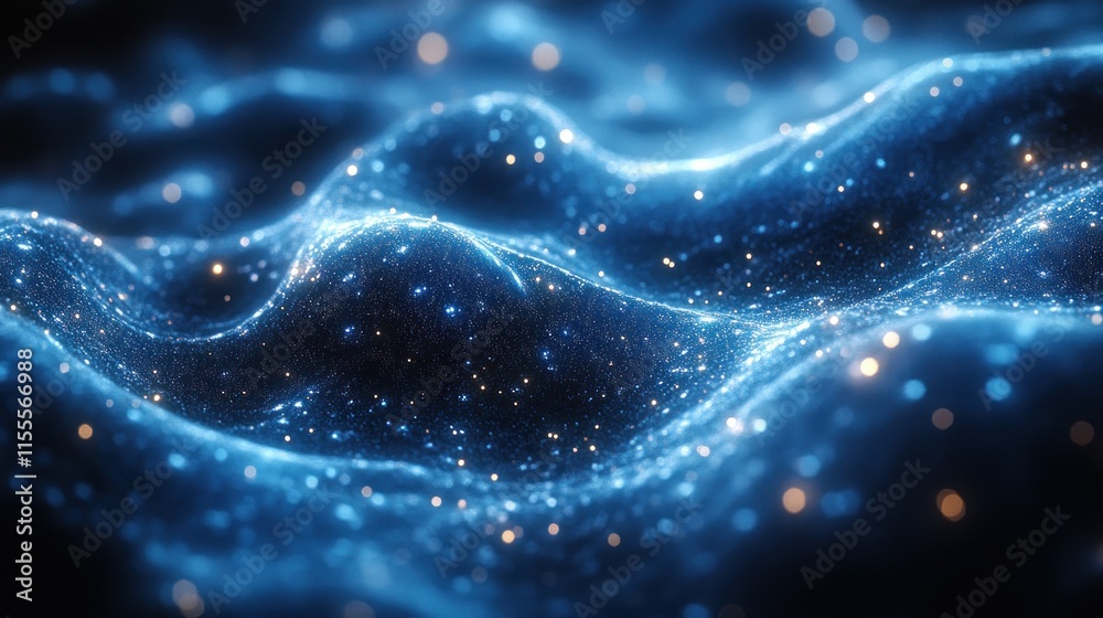 Abstract blue wave with glowing particles. Abstract blue wave with glowing particles.