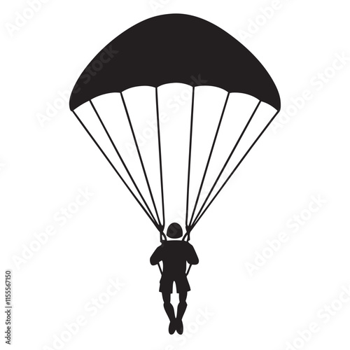 No war soldier with parachute handmade silhouette 