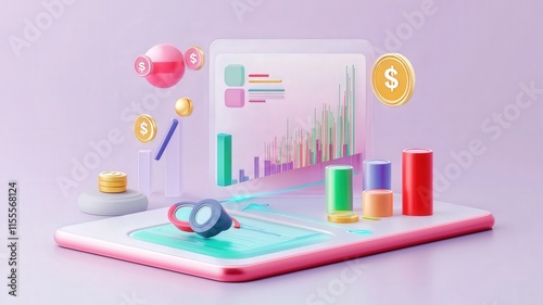 business plan 2025 and strategy concept. Digital illustration showcasing data analytics and financial growth on a laptop screen.